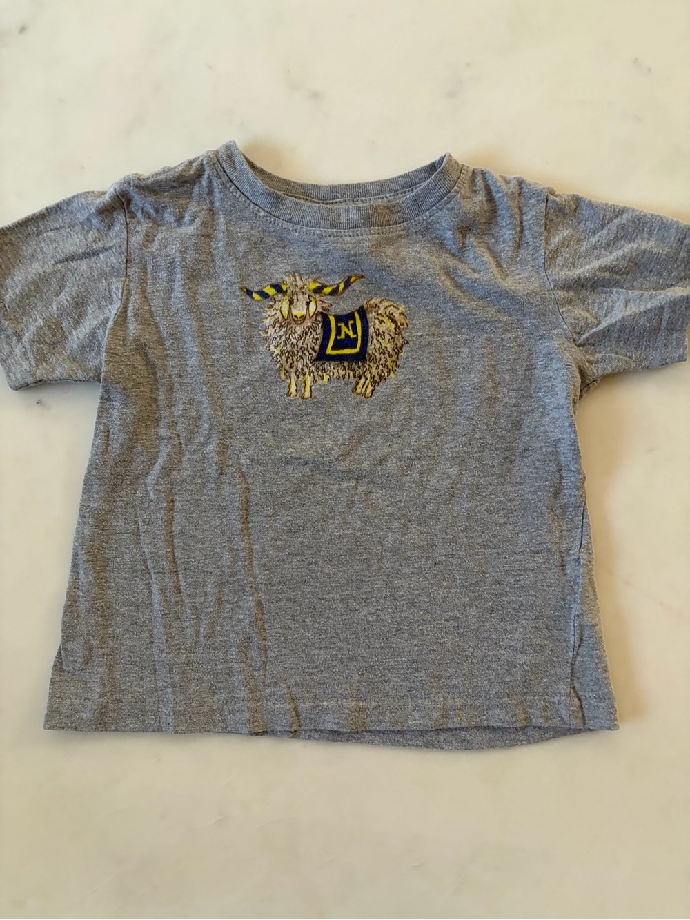 Rabbit Skins Grey Tee with Yellow & Navy Ram